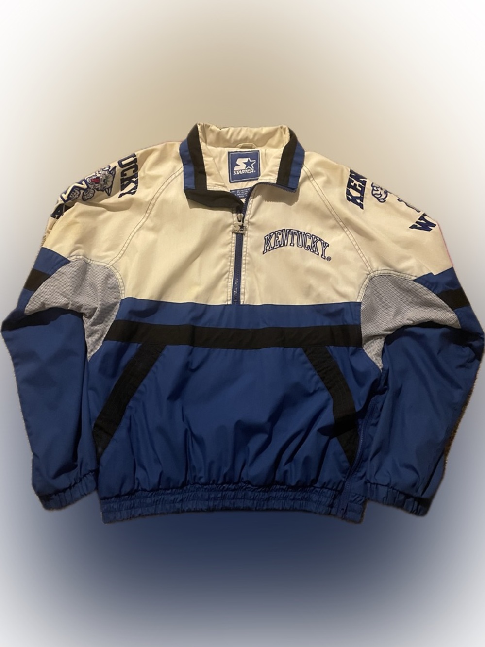 STARTER Kentucky Colorblock Pullover - Blue, Cream & Black